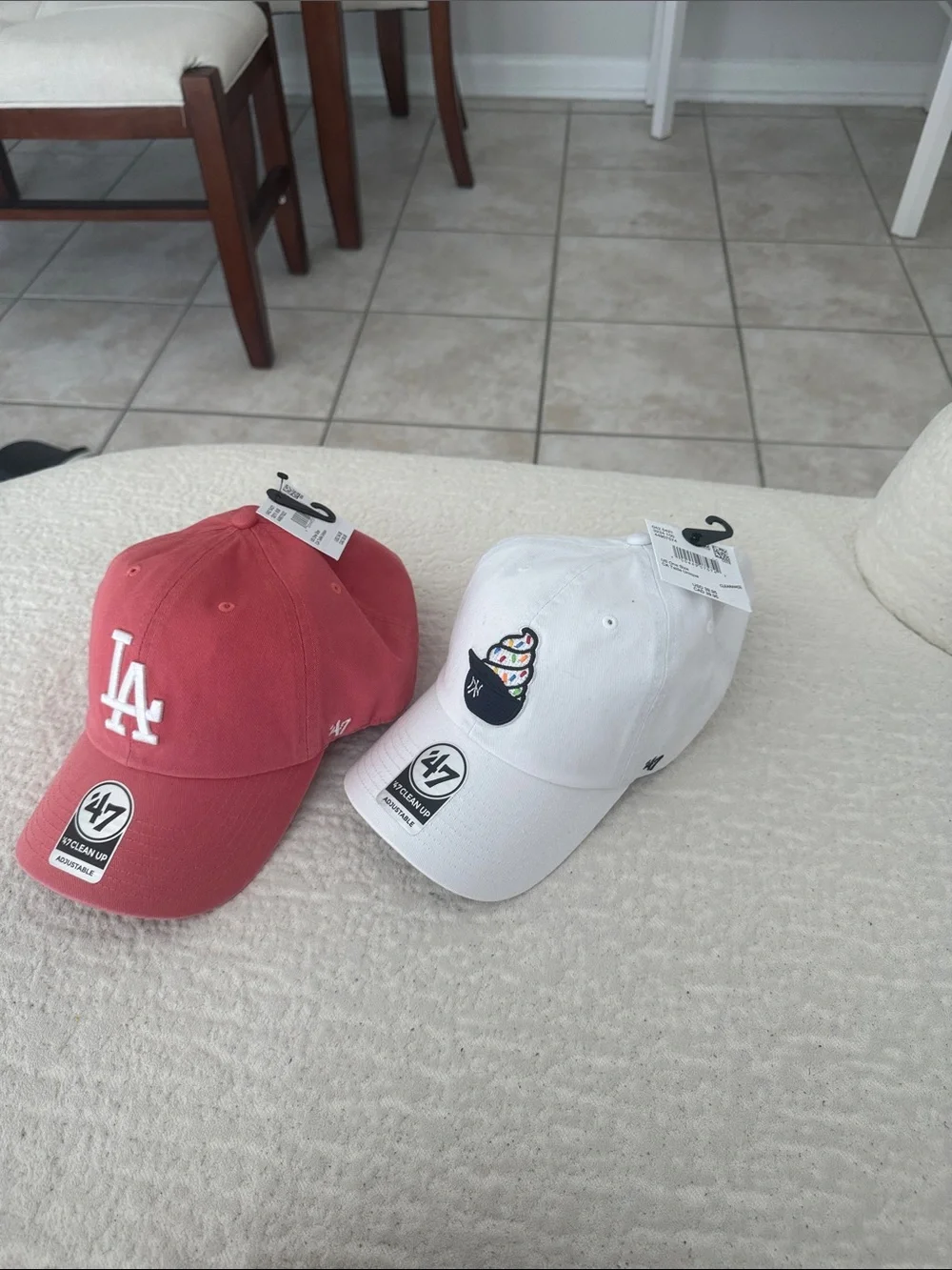 47 Kids LA Baseball Cap Duo - Red and White